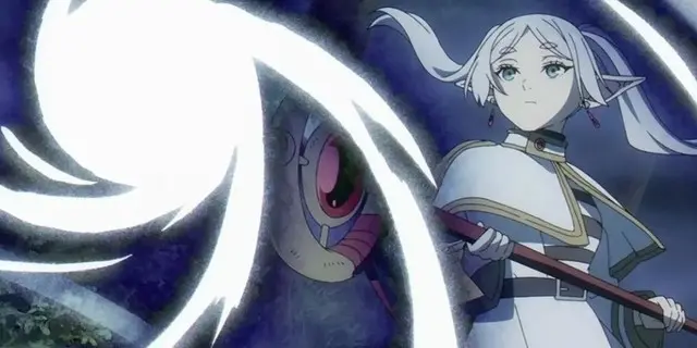 Frieren casting a spell