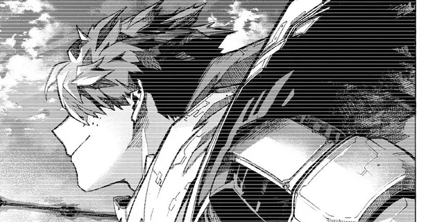 Deku wearing energy armor in My Hero Academia