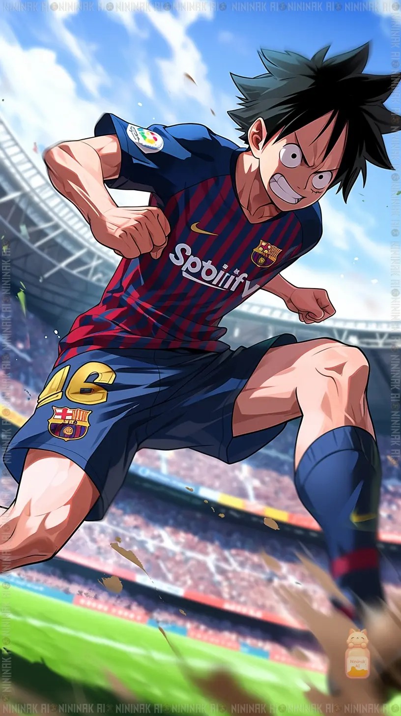 Monkey D. Luffy as a relentless soccer forward
