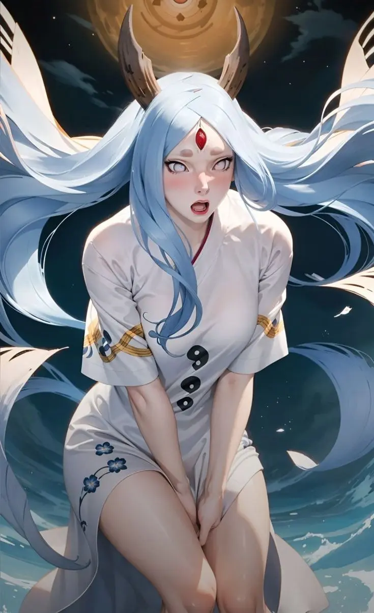 Close-up of Kaguya's captivating eyes in AI art