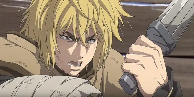 Thorfinn holding a knife in Vinland Saga