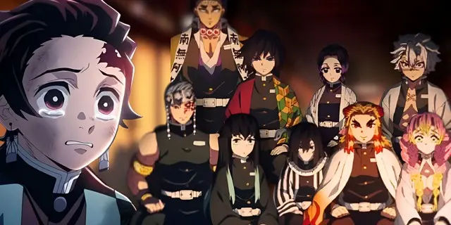 Tanjiro with Hashira in Demon Slayer