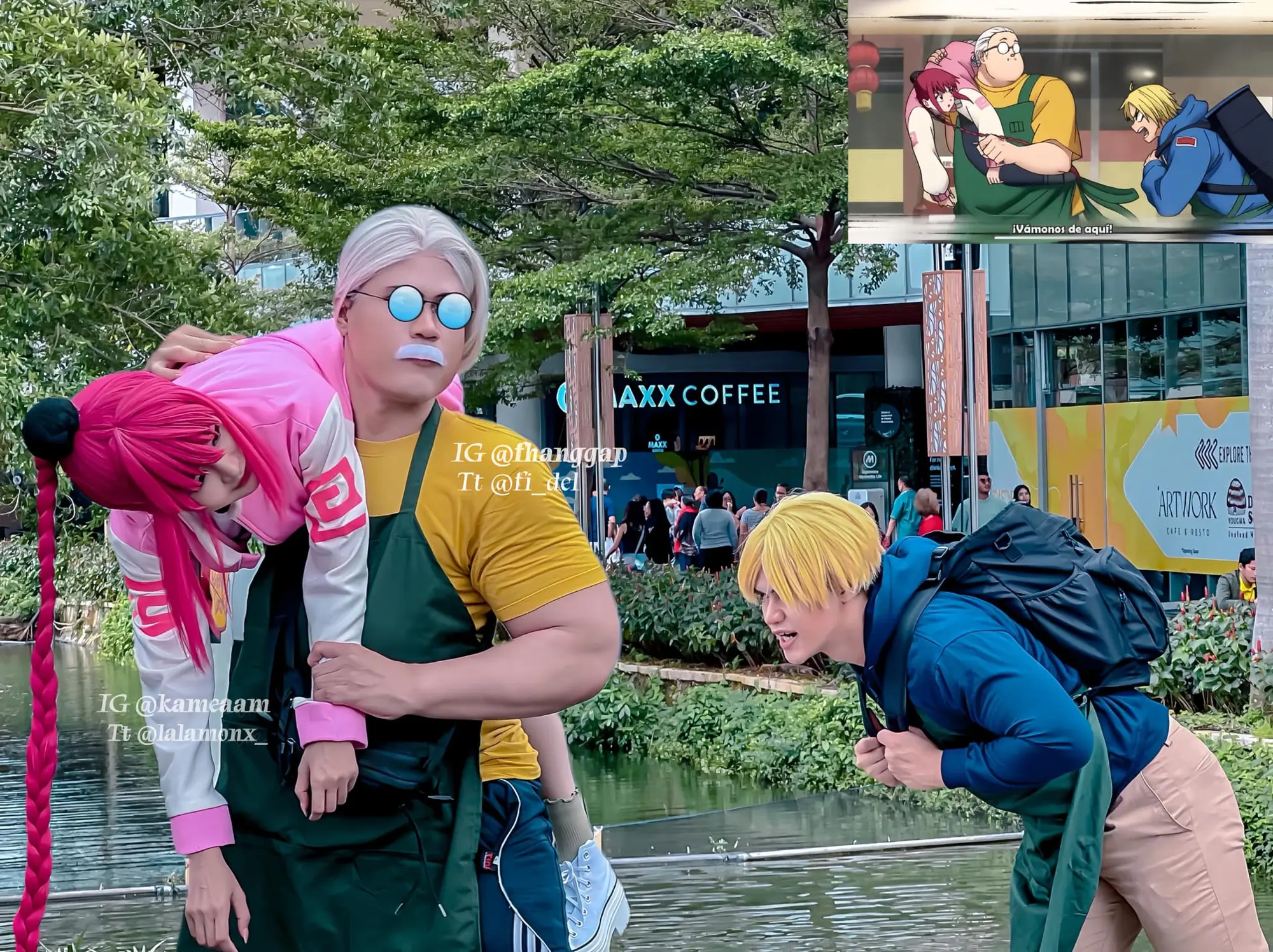 Cosplay of Sakamoto Days characters interaction