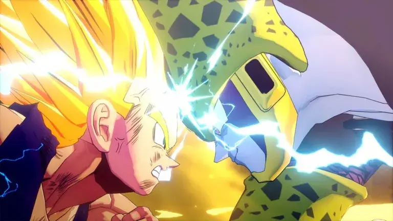 Gohan transforms into Super Saiyan 2 against Cell