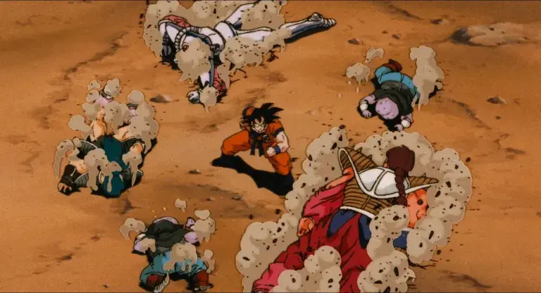 Goku fights Turles' henchmen