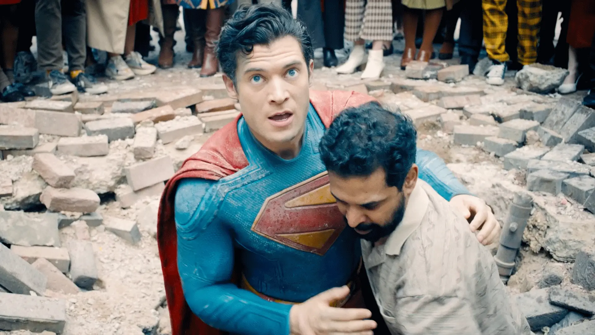 Superman in his classic bright costume