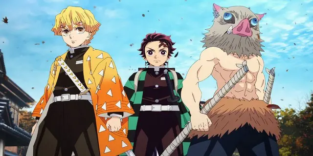 Zenitsu, Tanjiro, and Inosuke in Demon Slayer