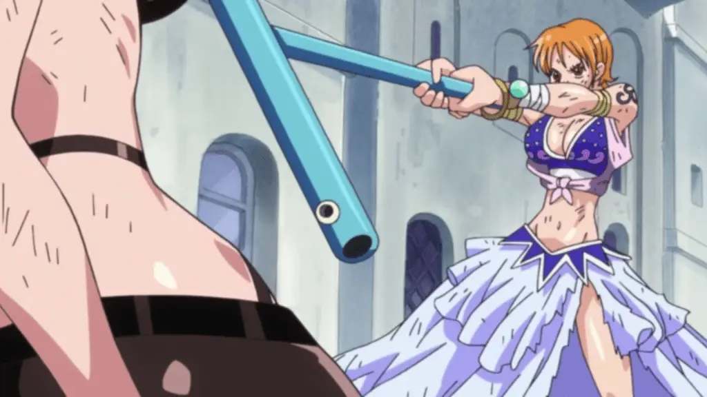 Nami in iconic belly dancer outfit from Alabasta Arc