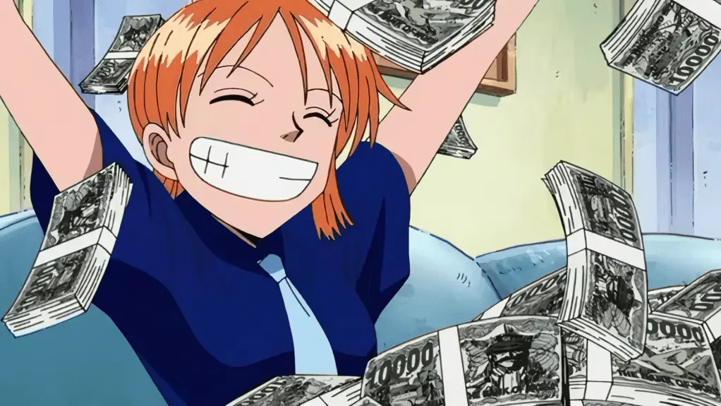 Nami in blue button-up shirt and skirt from Water 7 Arc