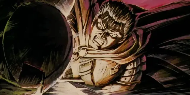 Guts attacking in Berserk