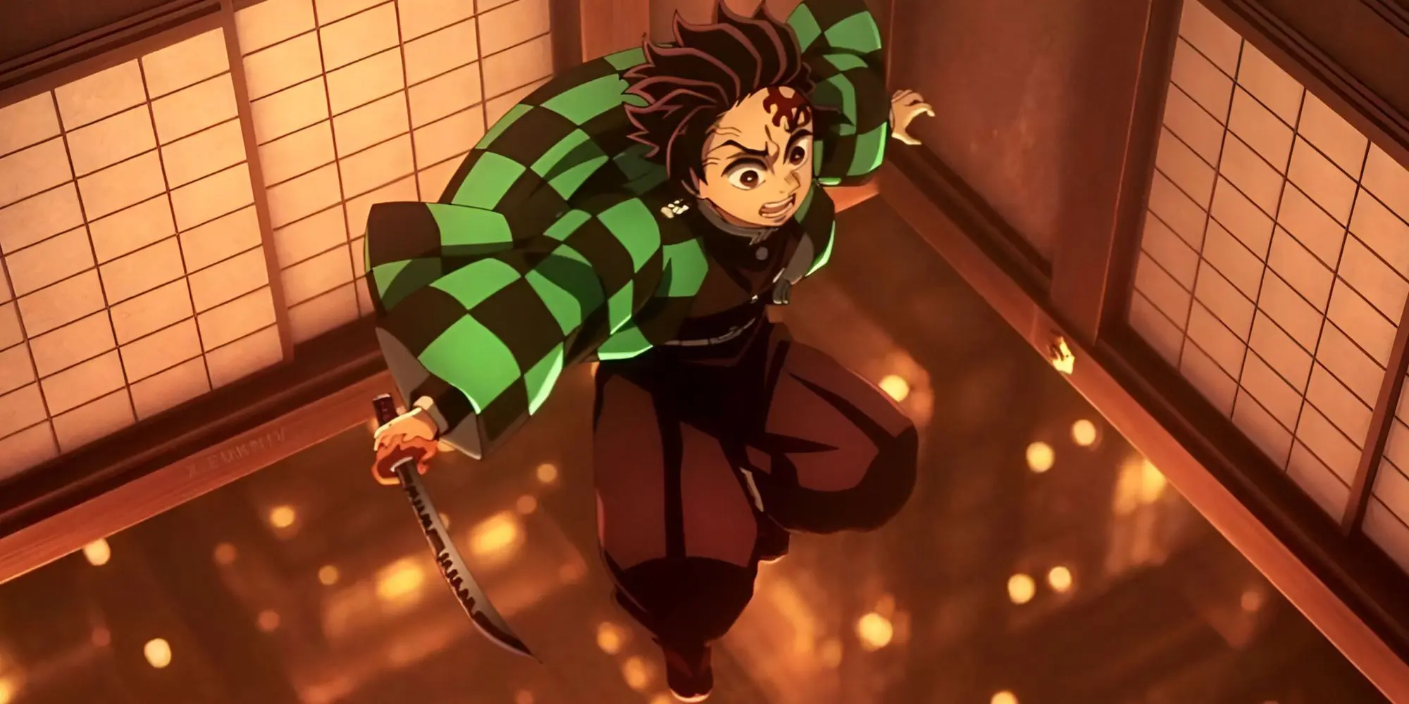 Tanjiro falling into the Infinity Castle in Demon Slayer