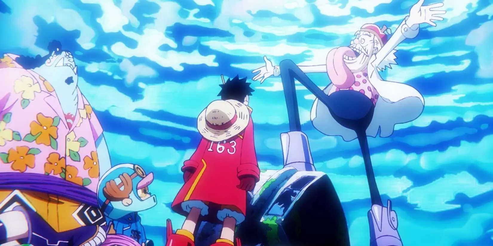 Vegapunk explaining his dream to Luffy in One Piece