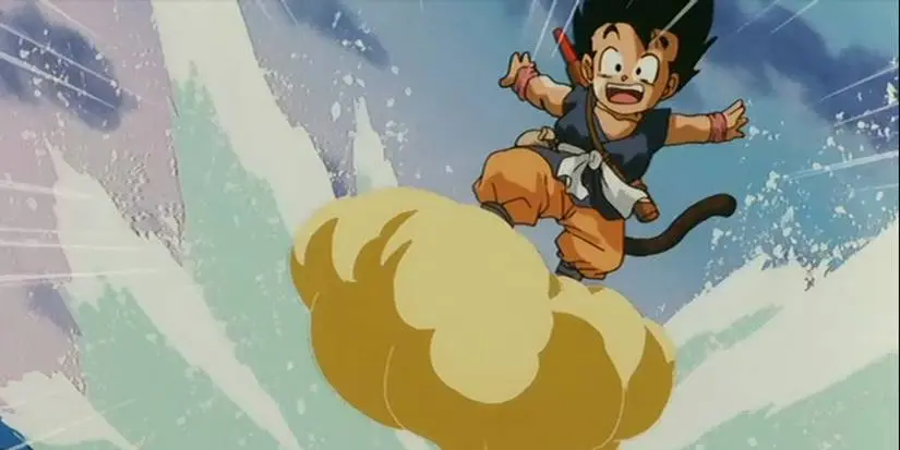 Goku riding Nimbus in Dragon Ball: The Path to Power