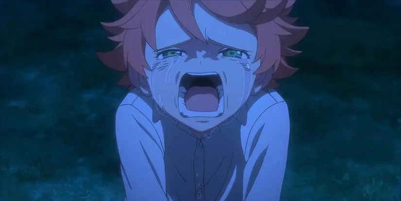 Emma crying in The Promised Neverland