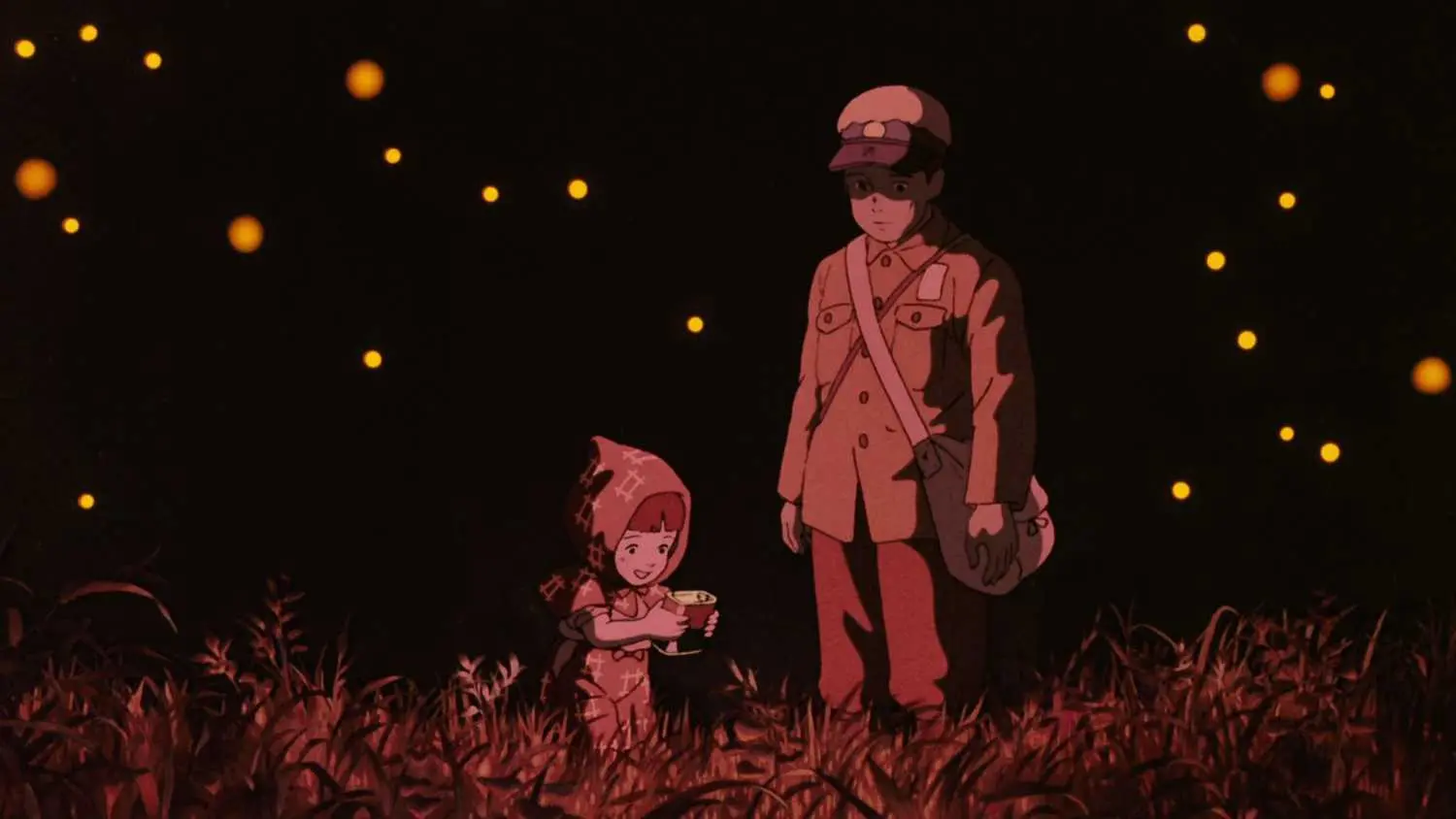 Seita and Setsuko with fireflies