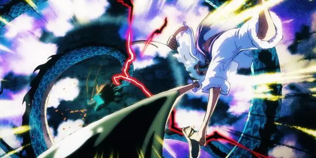 Luffy Gear 5 defeating Kaido