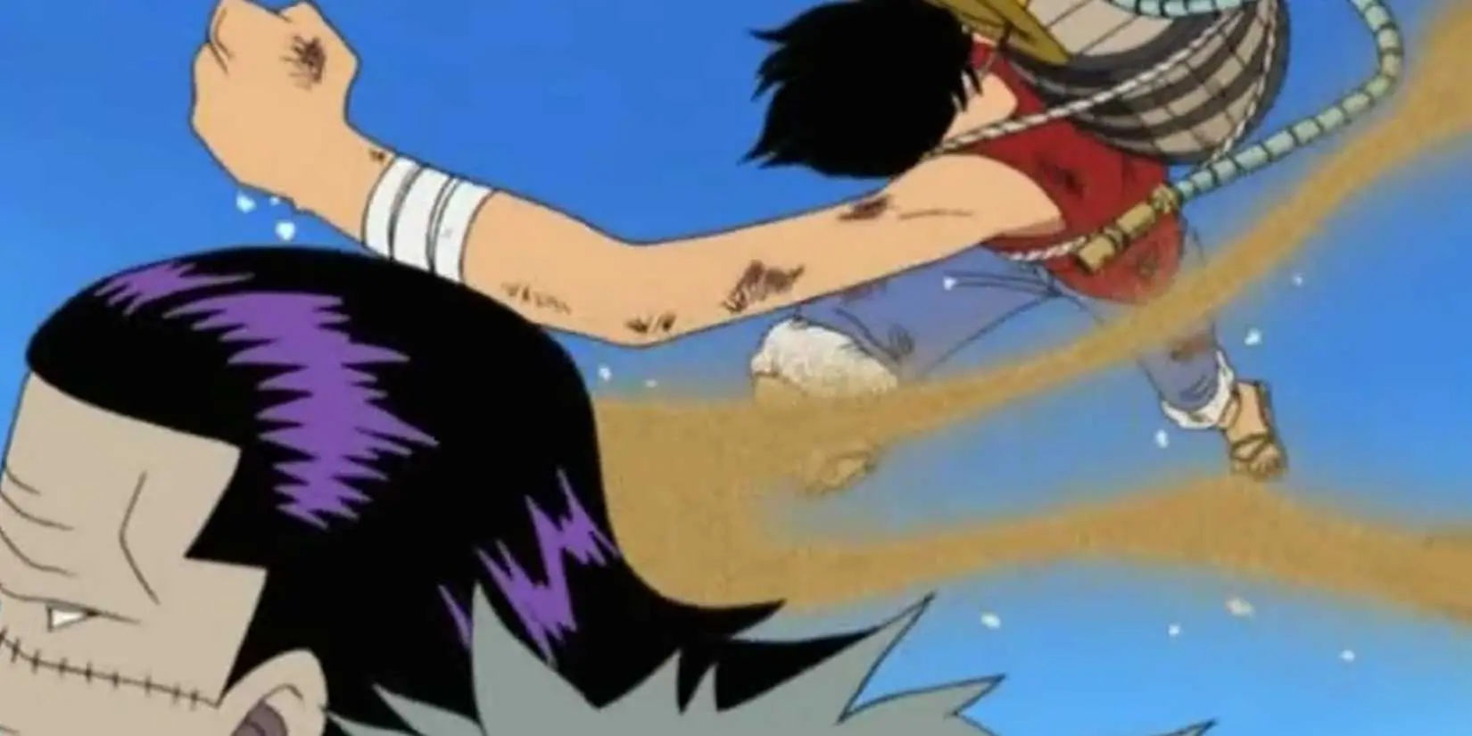 Luffy vs Crocodile battle scene