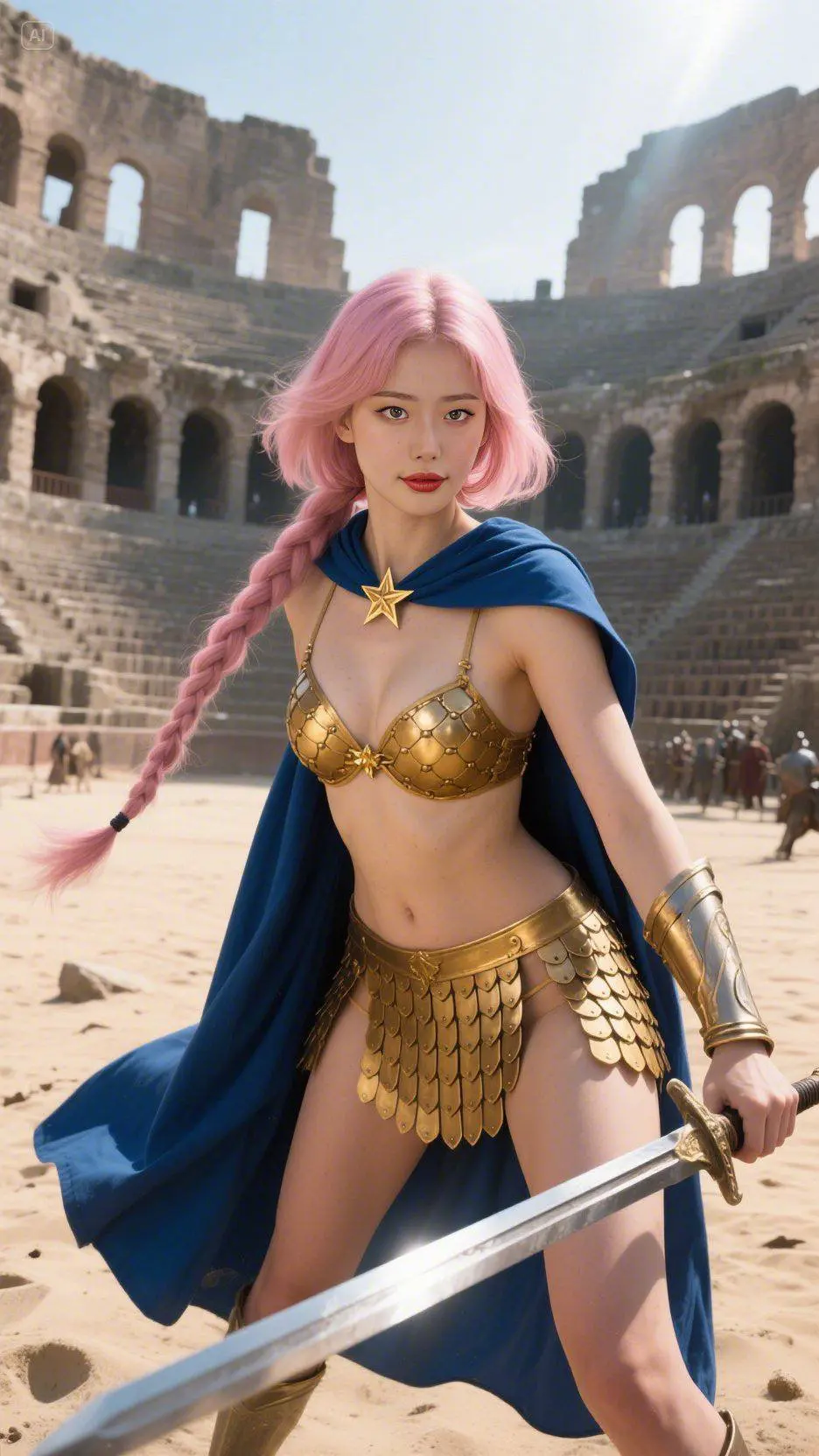 Rebecca's glossy pink hair rendered by AI