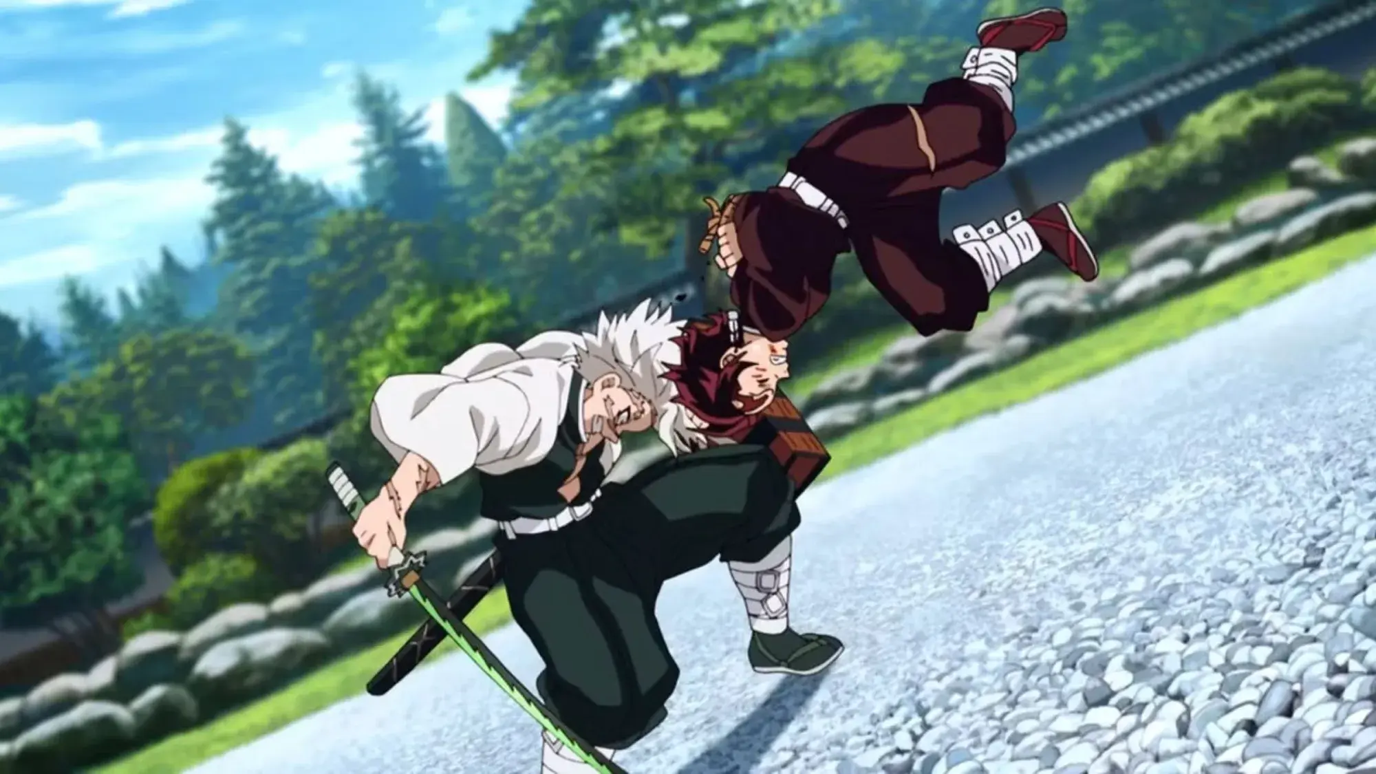 Tanjiro headbutting Sanemi