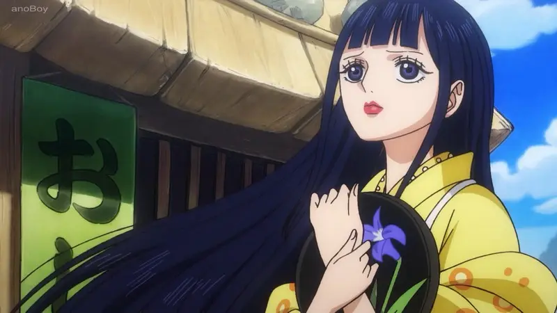 Close-up of O-Kiku's serene expression
