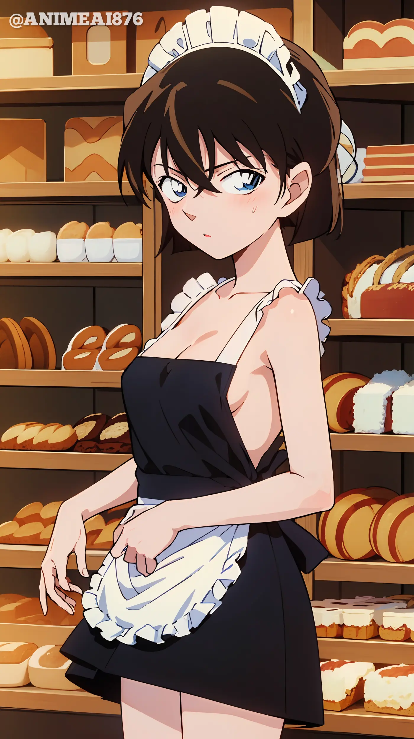 Haibara Ai focused in kitchen