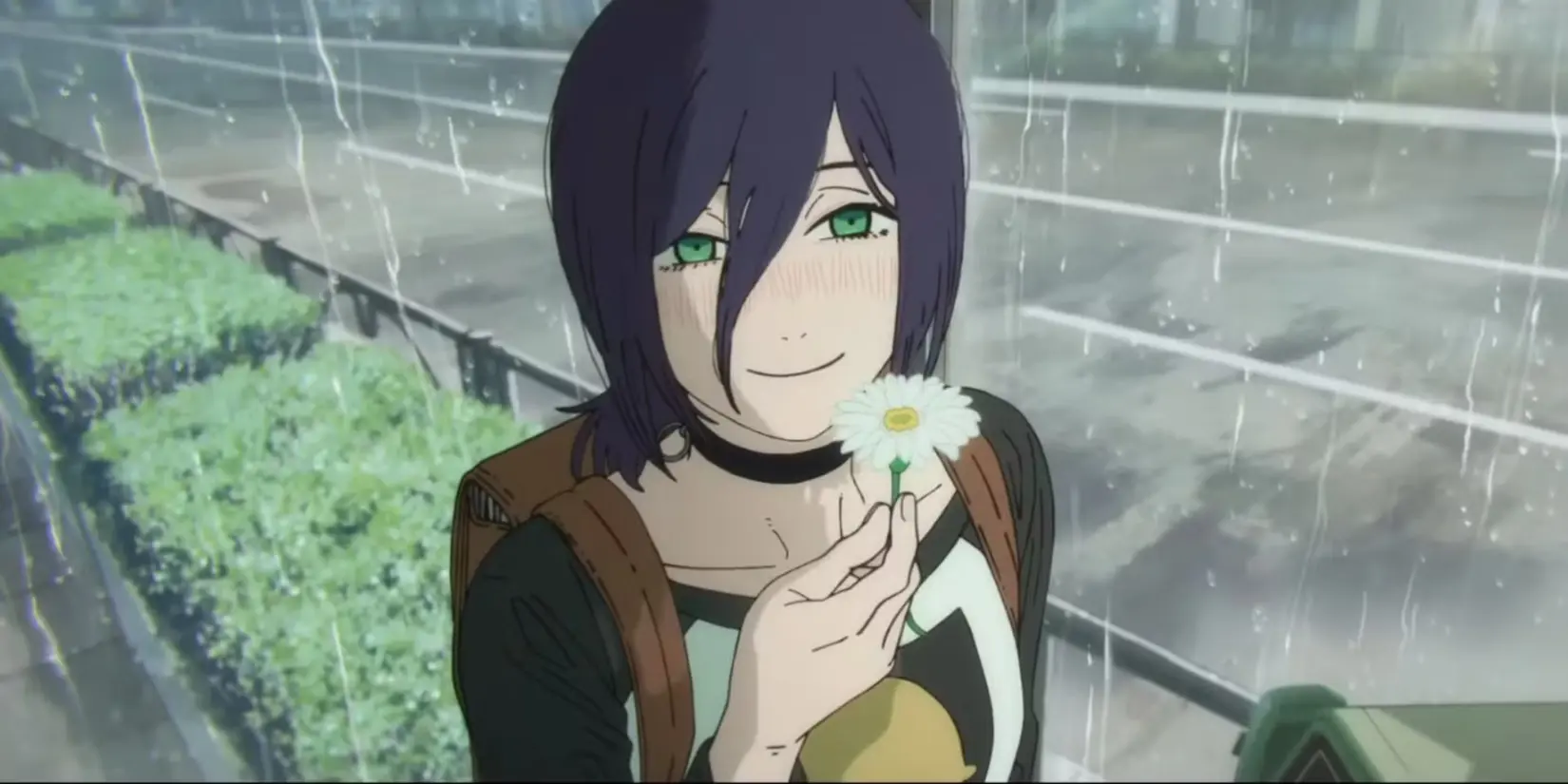 Reze holding a flower in Chainsaw Man Reze Arc