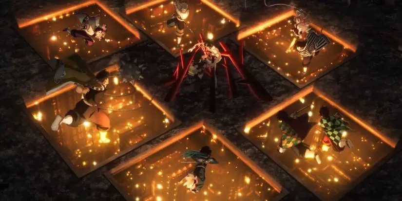 Hashiras and Tanjiro entering Infinity Castle in Demon Slayer