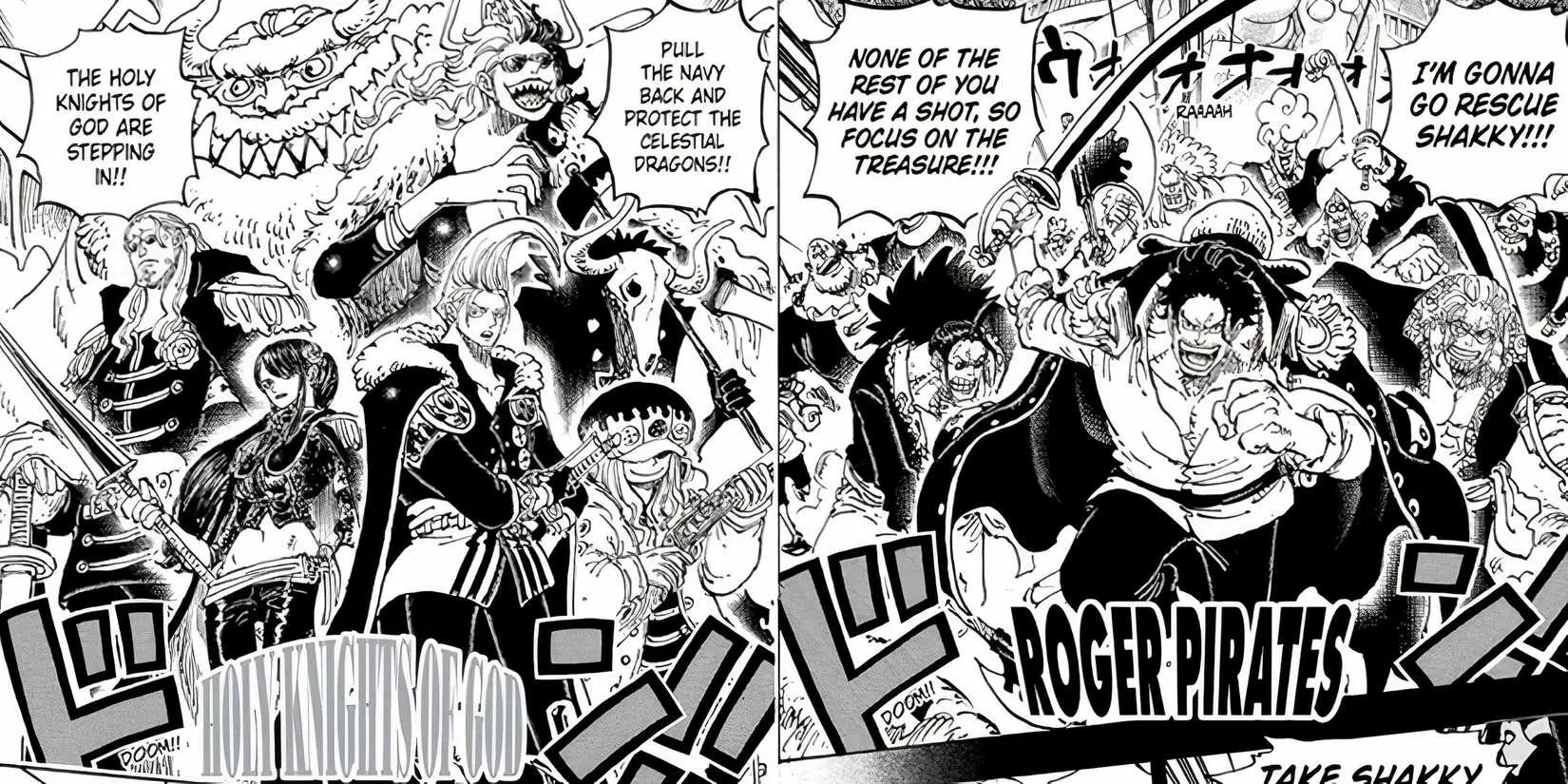 Holy Knights and Roger Pirates in One Piece