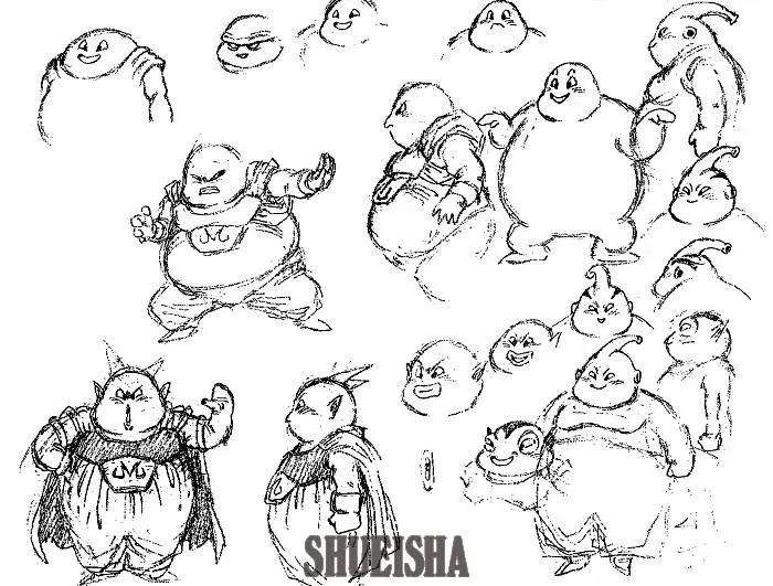 Early sketch of Majin Buu by Akira Toriyama
