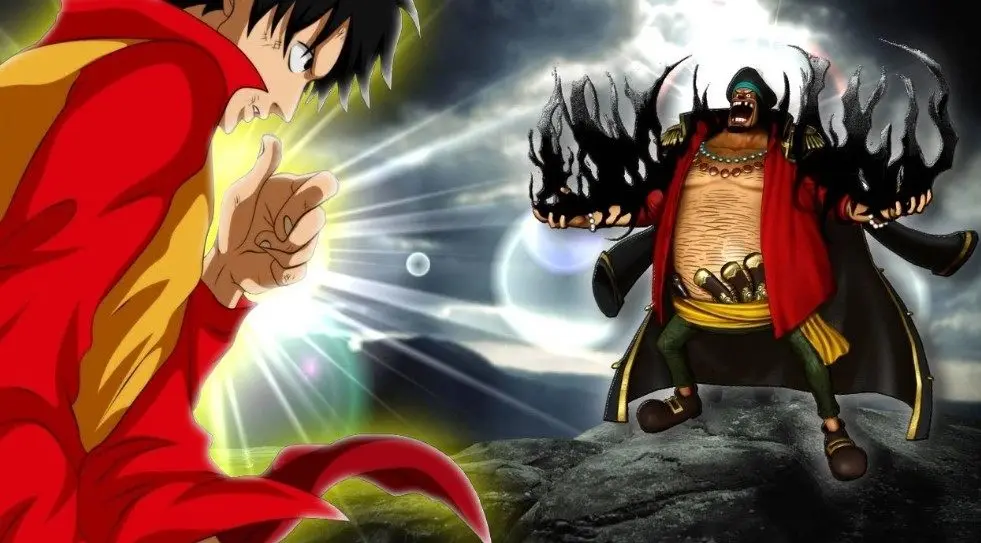 Luffy defeating Blackbeard