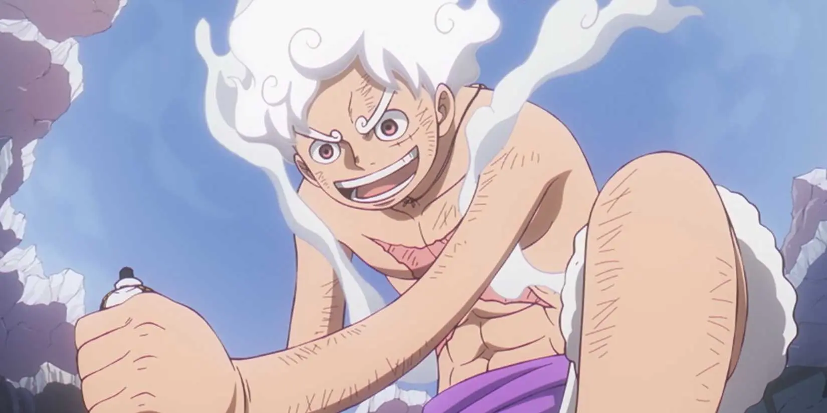 Luffy using Gear 5 powers