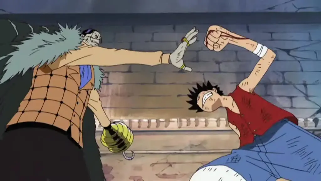 Luffy punches Crocodile