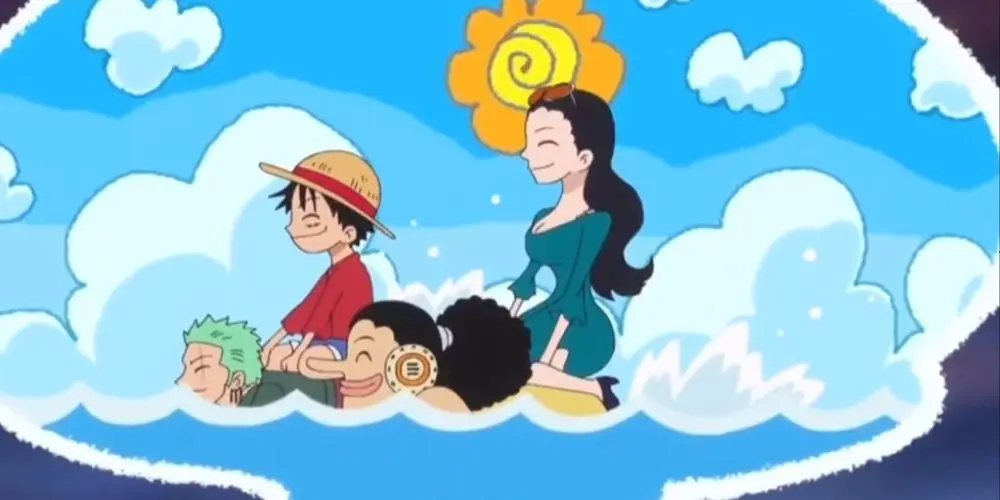 Robin and Luffy being carried