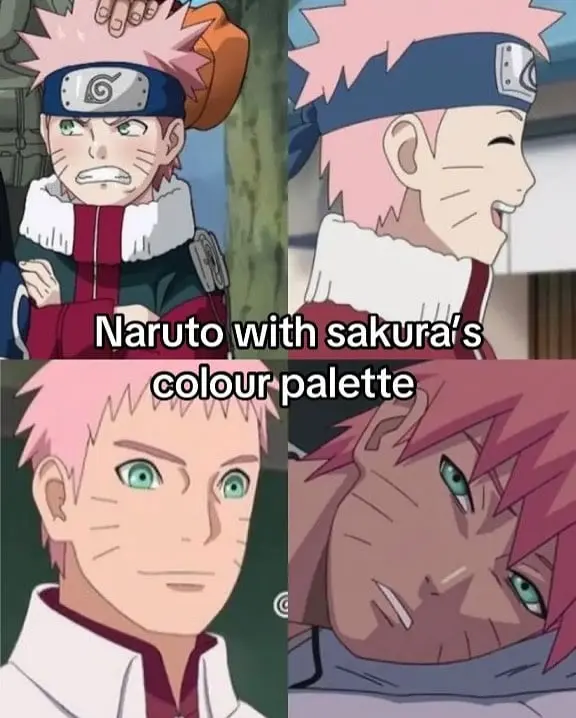 Sasuke with pink hair fan art