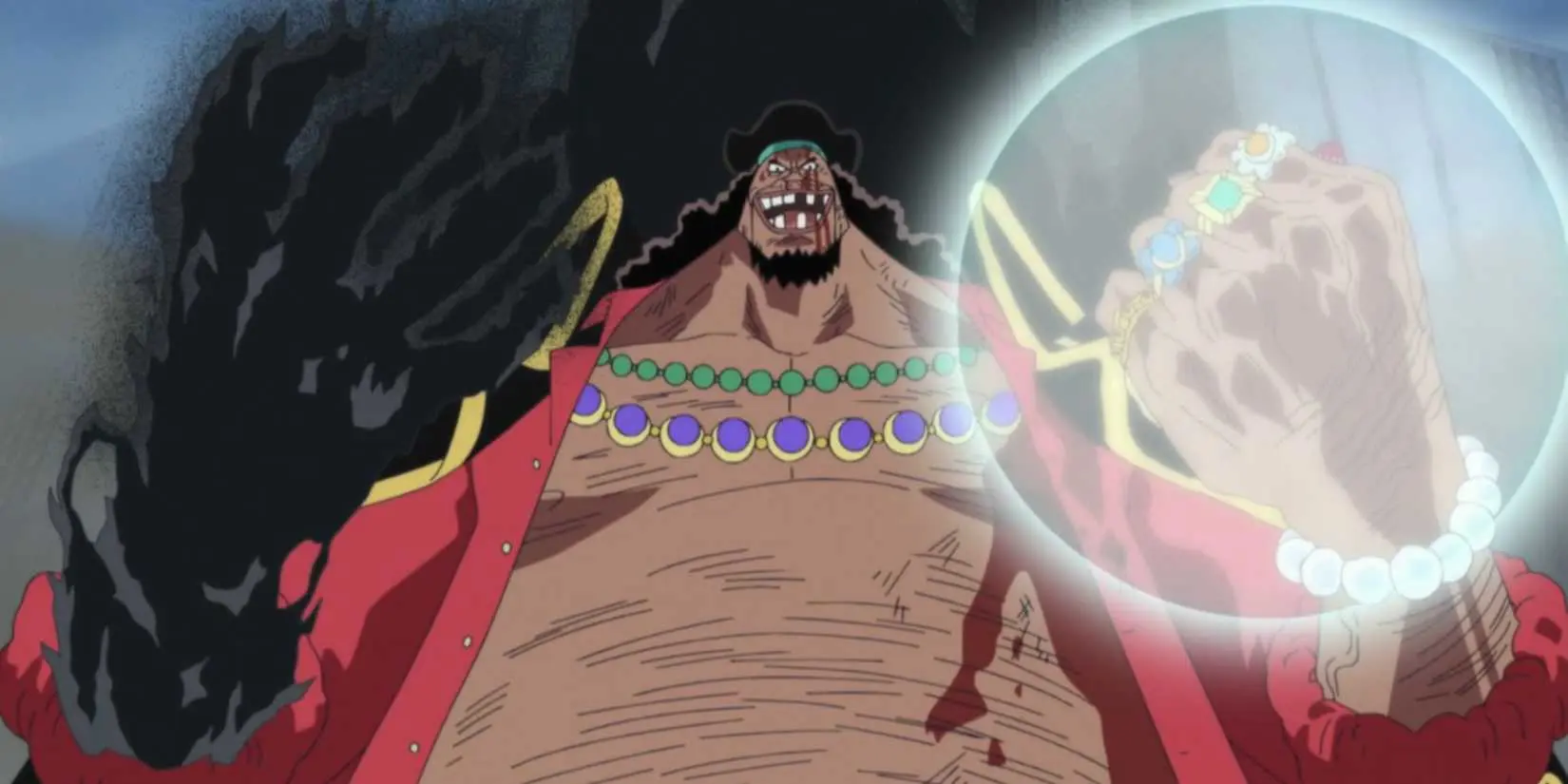 Blackbeard wielding two Devil Fruit powers in One Piece