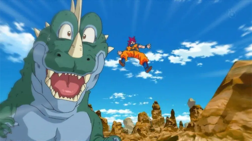 Beerus with dinosaurs in Dragon Ball Super