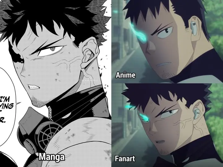 Comparison of Kafka Hibino's anime and manga designs