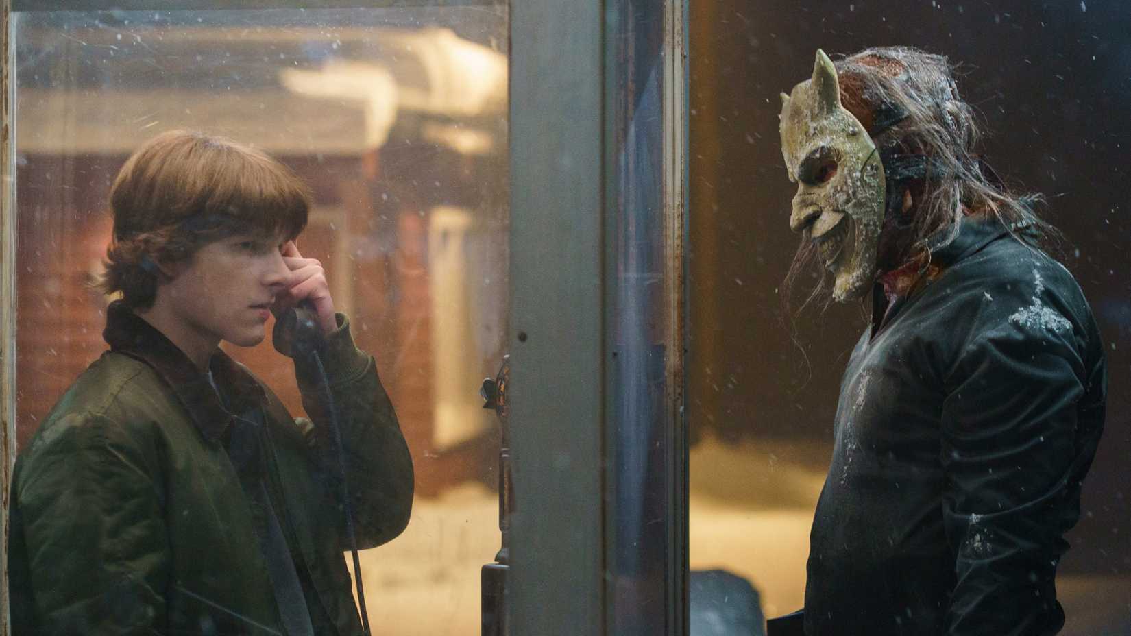 Ethan Hawke as The Grabber and Mason Thames as Finney Blake in Black Phone 2