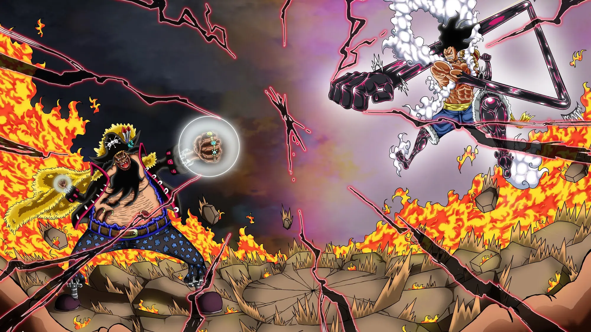 Blackbeard and Monkey D. Luffy face off in One Piece