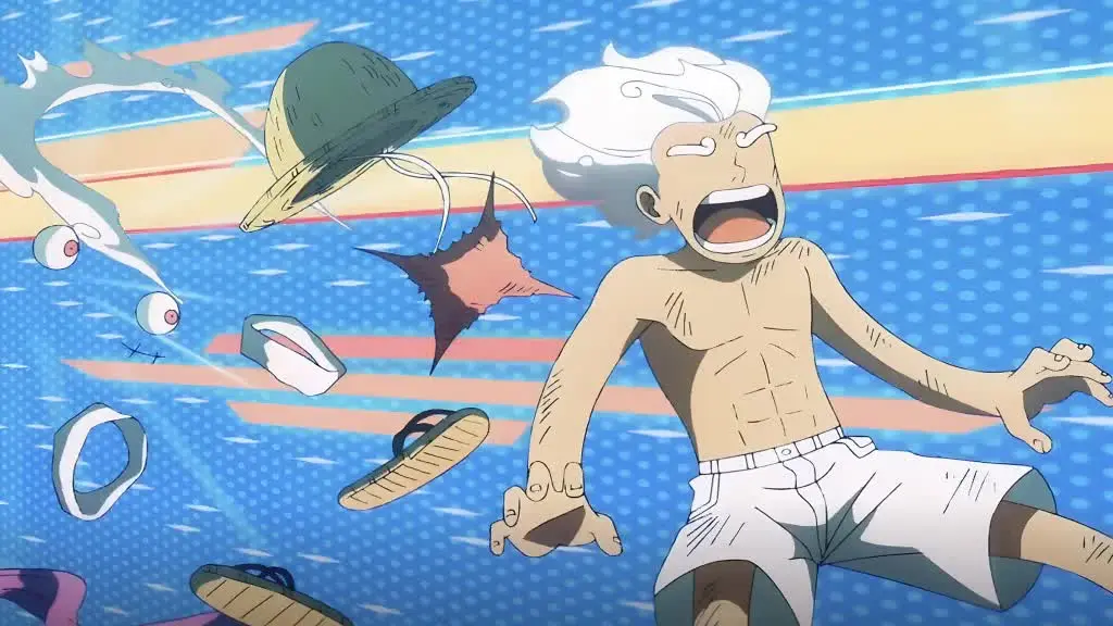 Luffy using Gear 5 Toon Force in One Piece anime