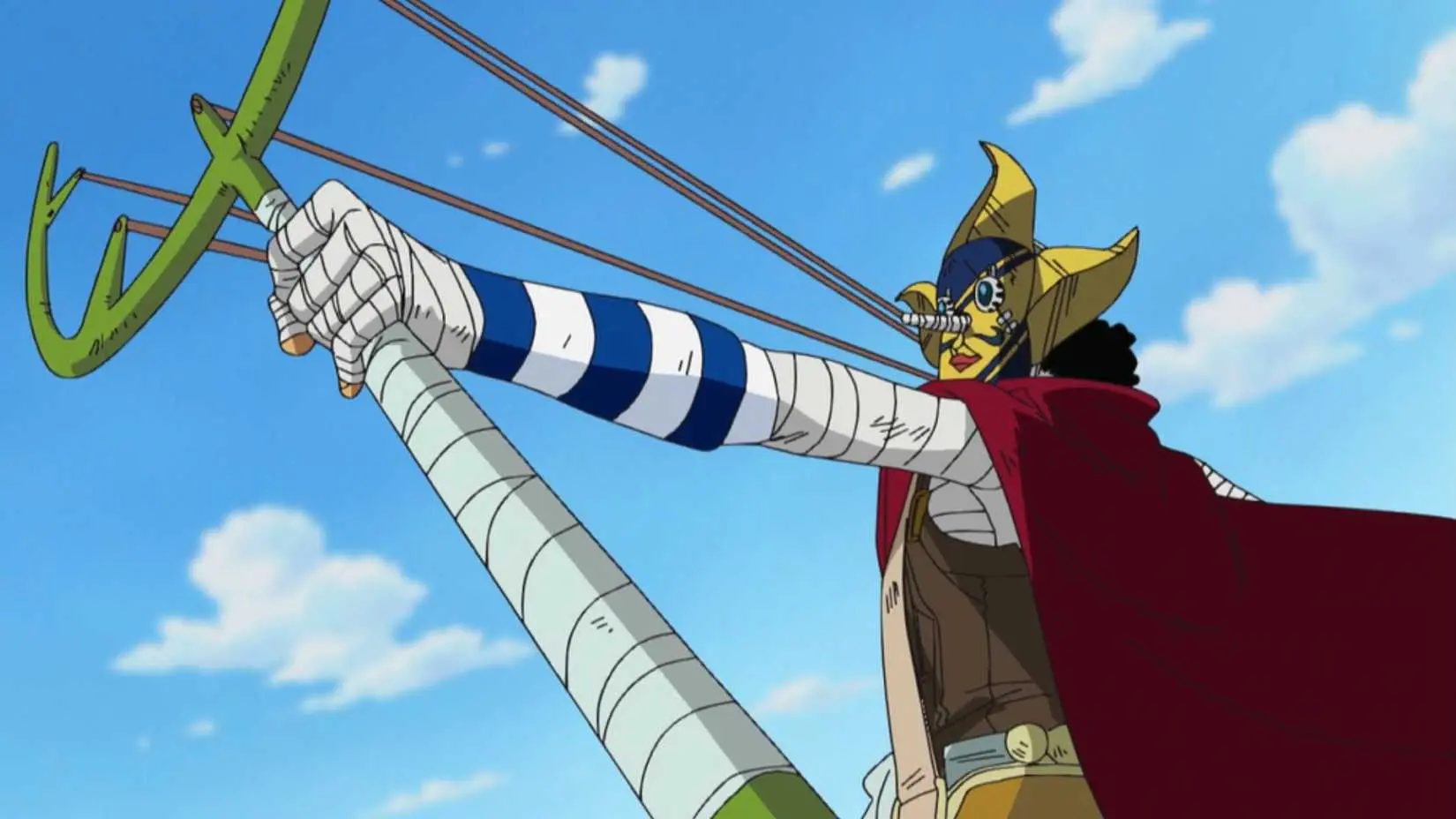 Sogeking Usopp shooting the World Government flag at Enies Lobby