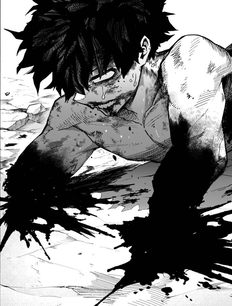 Deku missing both arms in My Hero Academia manga