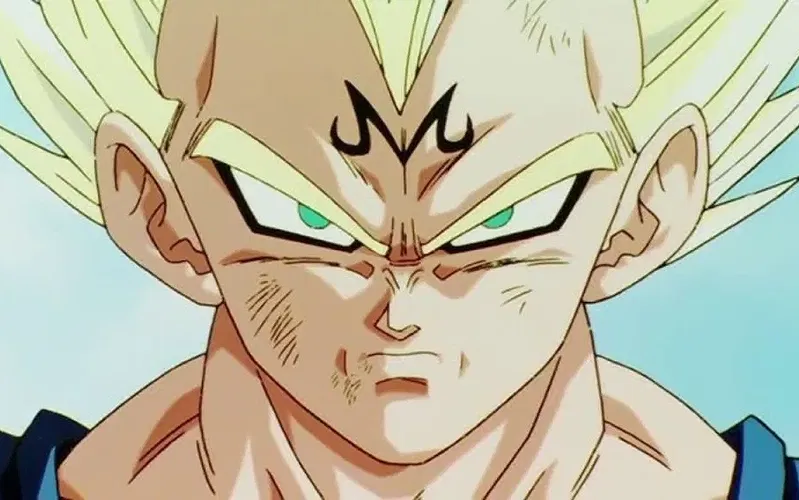 Majin Vegeta serious expression artwork