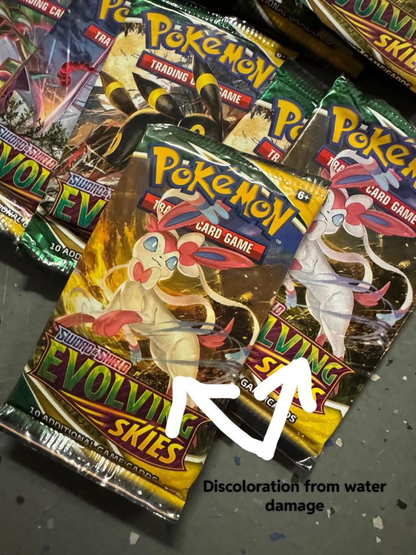 Severely damaged Pokémon TCG sealed products