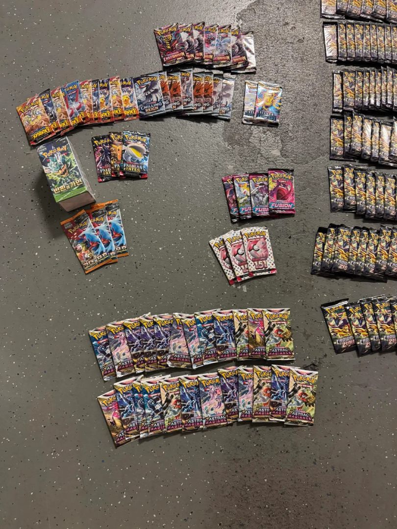 Warped and soaked Pokémon TCG card boxes