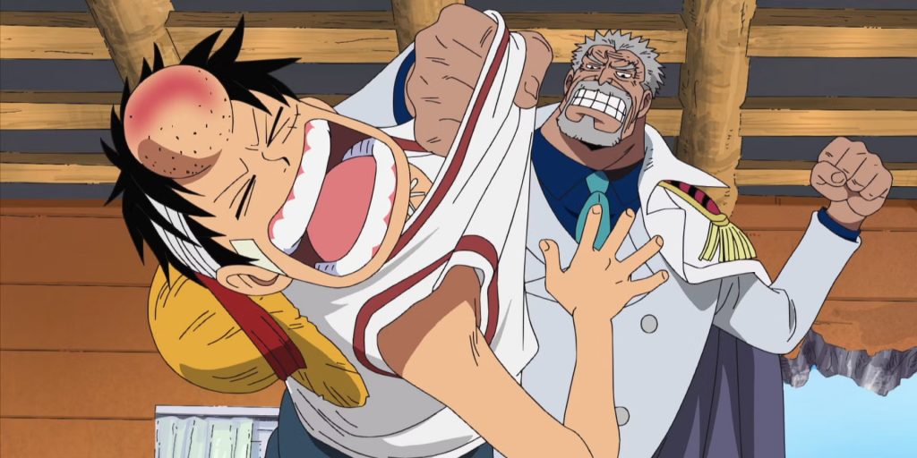 Luffy and Garp in One Piece