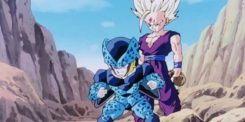 Gohan fighting Cell Jrs in Dragon Ball