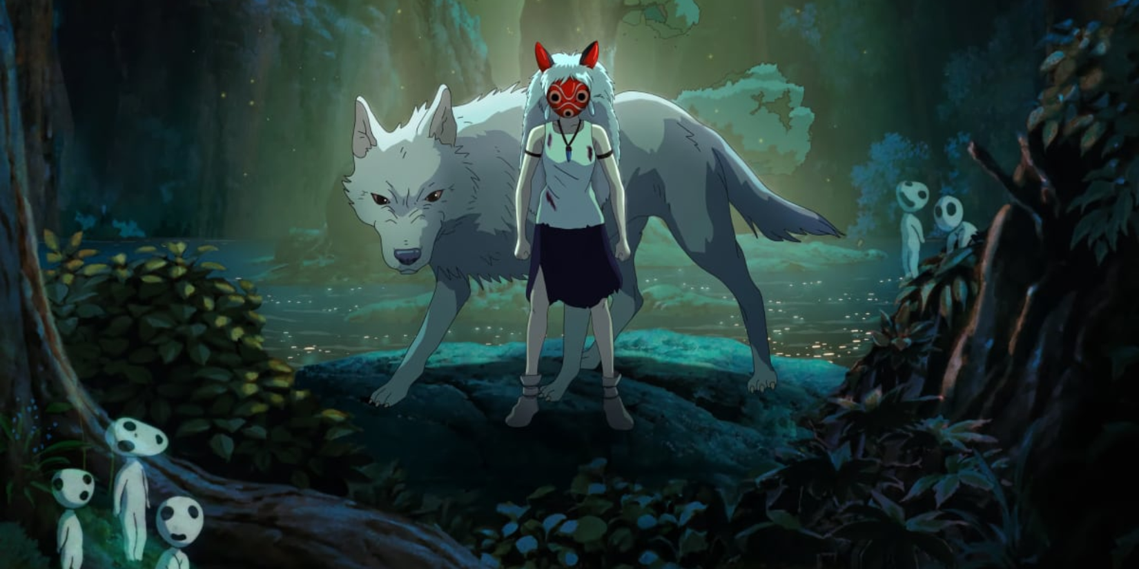 San and her wolf in Princess Mononoke