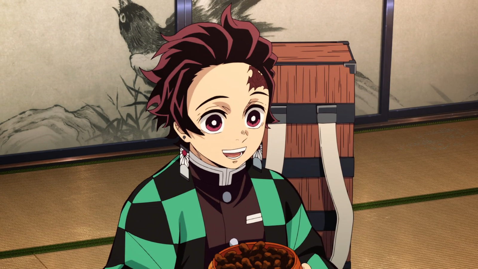 Tanjiro eating
