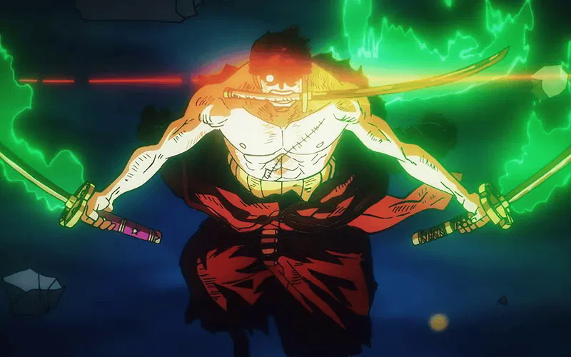 Zoro using Three Sword Style in One Piece